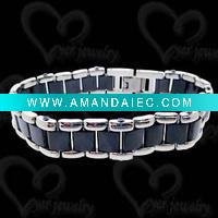 Wholesale Elegant stainless steel bracelet inlaid black ceramic