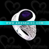Wholesale Ring silver in dark purple stone nice jewelry