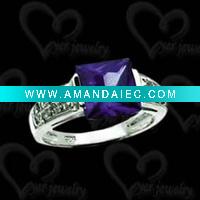 Wholesale Ring silver in purple stone nice jewelry