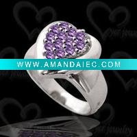 Wholesale Heart ring in sterling silver inlay purple stone