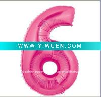 Wholesale 6 Shaped Mylar Balloon, 100 pcs/lot, Free Shipping