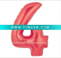Wholesale Number 4 Balloons Red, 100 pcs/lot, Free Shipping