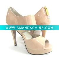 Wholesale 2011 hotsale 2011 Newest Ladies Glossy Leather Fish Mouth Slingback High Heels