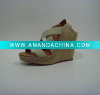 Wholesale newest wedge sandal with raffia