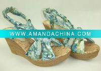 Wholesale LADY LEATHER WEDGES SANDALS