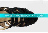 Wholesale MOQ1(Free shipping)- Guaranteed 100% Genuine Leather Sandal,Brand Designer sandals TS-110714-black