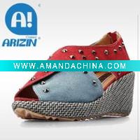 Wholesale New Cross black wedge platform heel sandal