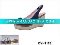 Wholesale 2011 fashion lady peep toe jeans wedge sandals shoes