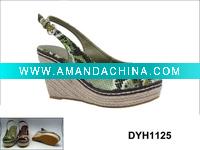 Wholesale women sexy wedge peep toe shoes snake skin sandals shoes