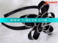 Wholesale Metal Headband with zipper flower