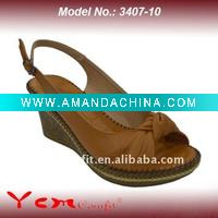 Wholesale PU Fashion Lady Wedge heel Sandal