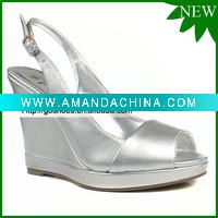 Wholesale OEM&ODM Silver Wedge Sandal Manufacture