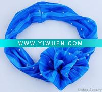 Wholesale Blue Flower Elasticized Women's Hair Band