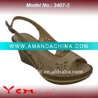 Wholesale PU Fashion Lady Wedge heel Sandal