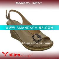 Wholesale PU Fashion Lady Wedge heel Sandal