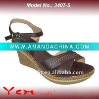 Wholesale PU Fashion Lady Wedge heel Sandal