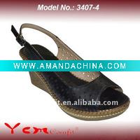 Wholesale PU Fashion Lady Wedge heel Sandal