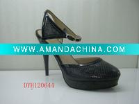 Wholesale ladies elegant and sexy high heel sandals black snake shoes