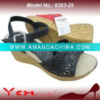 Wholesale PU Fashion Lady Wedge heel Sandal Slipper