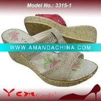 Wholesale PU Fashion Lady Wedge heel Sandal Slipper