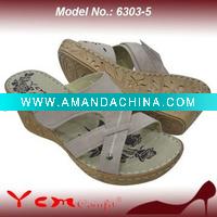 Wholesale PU Fashion Lady Wedge heel Sandal Slipper