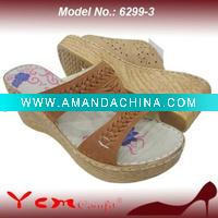 Wholesale PU Fashion Lady Wedge heel Sandal Slipper