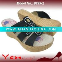 Wholesale PU Fashion Lady Wedge heel Sandal Slipper