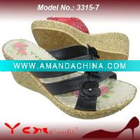 Wholesale PU Fashion Lady Wedge heel Sandal Slipper