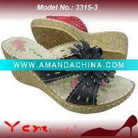 Wholesale PU Fashion Lady Wedge heel Sandal Slipper