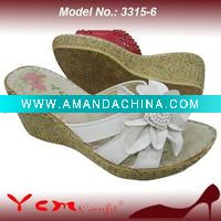 Wholesale PU Fashion Lady Wedge heel Sandal Slipper