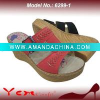 Wholesale PU Fashion Lady Wedge heel Sandal Slipper
