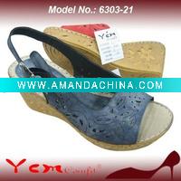 Wholesale PU Fashion Lady Wedge heel Sandal Slipper