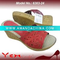 Wholesale PU Fashion Lady Wedge heel Sandal Slipper