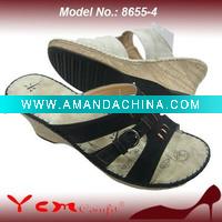 Wholesale PU Fashion Lady Wedge heel Sandal Slipper