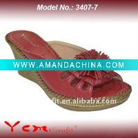Wholesale PU Fashion Lady Wedge heel Sandal Slipper