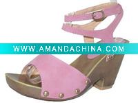 Wholesale Wooden Heel Wedges Sandal Shoes