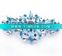 Wholesale Fashion 2011 Style Blue Flower Shape Rhinestone Set Alloy Hairclip 100218,Hair Ornament Jewelry
