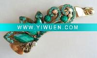 JC FASHION GREEN MULTI CRYSTAL FLOWER HAIR BANANA CLIP