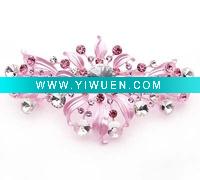 Wholesale Fashion 2011 Style Redish Flower Shape Rhinestone Set Alloy Hairclip 100217,Hair Ornament Jewelry