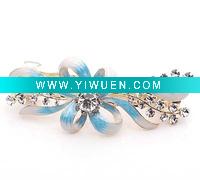 Wholesale Fashion 2011 Style Blue Flower Shape Rhinestone Set Alloy Hairclip 100235,Hair Ornament Jewelry