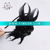 Wholesale fashion pu flower&feather headbands/hair accessories