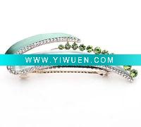 Wholesale Fashion 2011 Style Green Rhinestone Set Alloy Hairclip 100232,Hair Ornament Jewelry