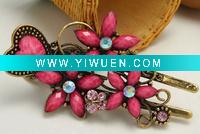 Wholesale JC FASHION FUSCHIA MULTI FLOWER CRYSTAL BRONZE HAIR CLAW CLIP
