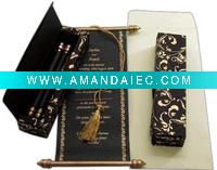 Wholesale Black Gold Screen Printed Scroll Invitation