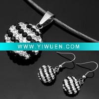 Wholesale Newest crystal pendant necklace and earring jewelry set