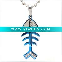 Wholesale Fishbone titanium steel pendant of personality necklace