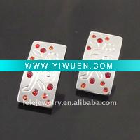 Wholesale fashion stainless steel red crystal earring