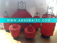 Wholesale silk lantern with metal fram decoration lantern