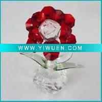 Wholesale Big Bright Red Crystal Flower with Clear Crystal Stand