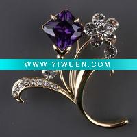 Wholesale 2011 fashion copper alloy zircon brooch pin flower gold&silver jewelry